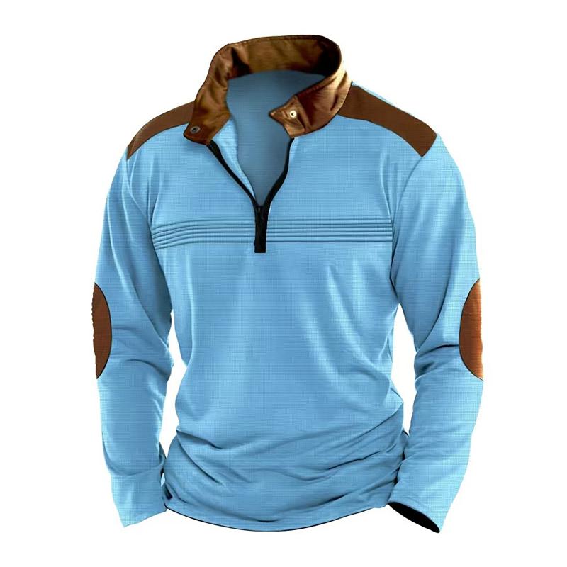 Felpa casual a maniche lunghe con colletto alla coreana e cerniera colorblock da uomo 32537015Z