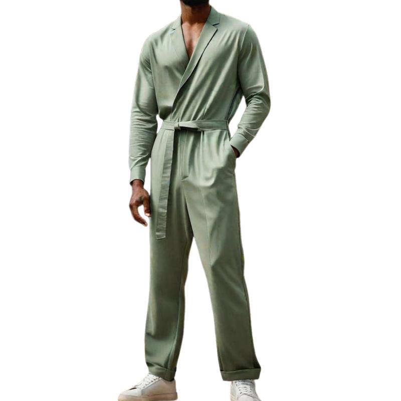 Men's Classic Fashion V-neck Satin Jumpsuit 56209507k