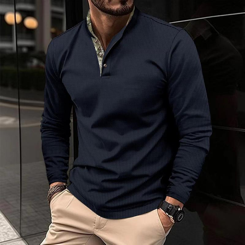 T-shirt a maniche lunghe color block a nido d'ape da uomo 01564892Y
