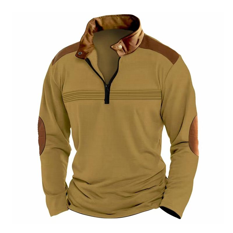 Felpa casual a maniche lunghe con colletto alla coreana e cerniera colorblock da uomo 32537015Z