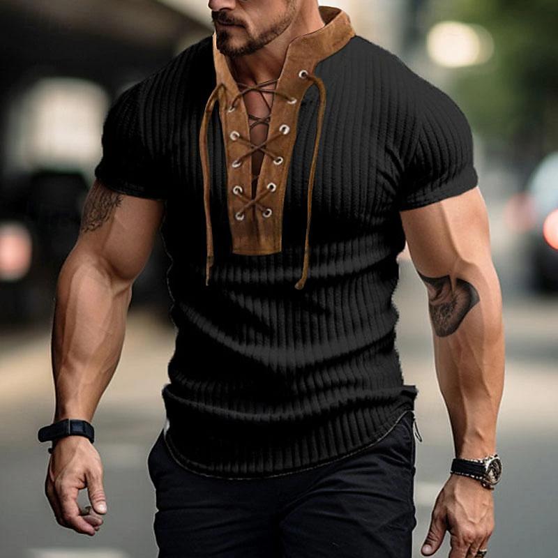 Sudadera de punto con cuello alto y cordones estilo vintage para hombre 70188157X