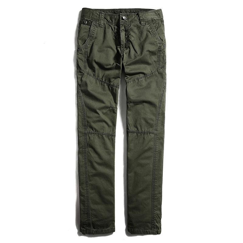 Men's Solid Loose Straight Stitching Cotton Cargo Pants 80913049Z