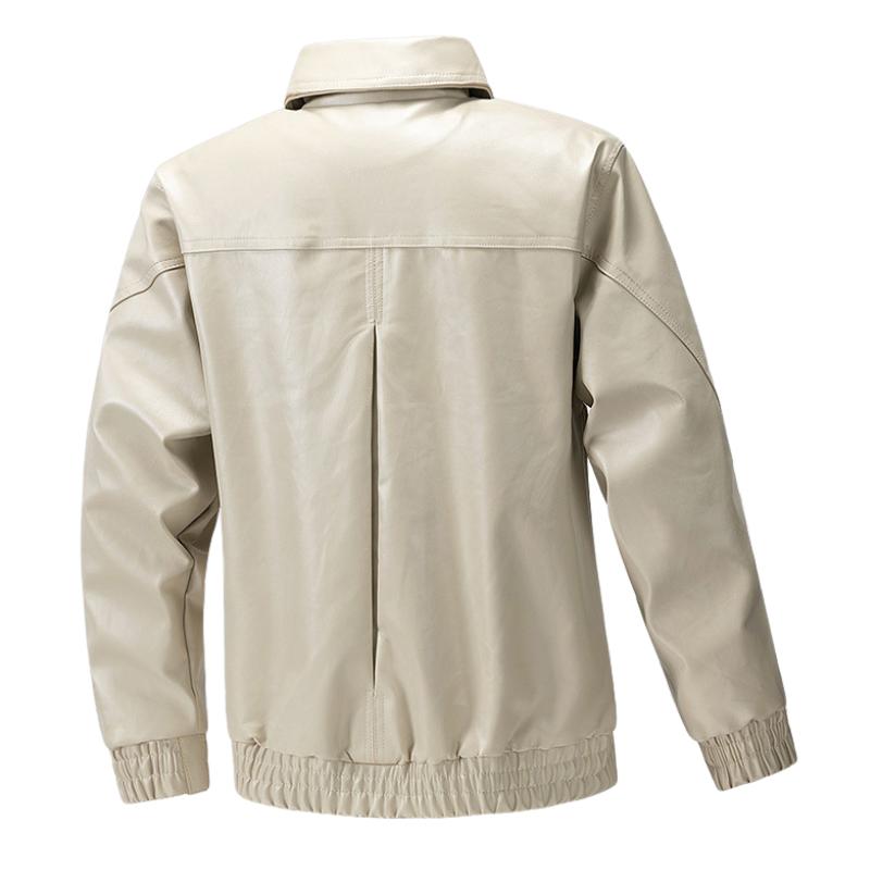 Chaqueta clásica informal de cuero con solapa para hombre 19775422F