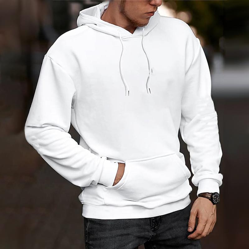 Felpa con cappuccio casual ampia e tascabile a maniche lunghe tinta unita da uomo 20969390Z