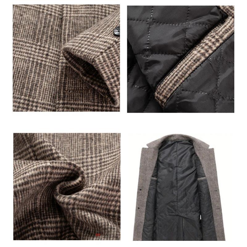 Manteau mi-long en laine à carreaux pour homme 60778233F