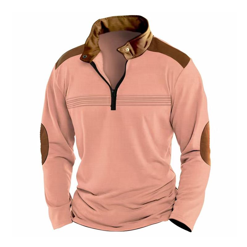 Felpa casual a maniche lunghe con colletto alla coreana e cerniera colorblock da uomo 32537015Z