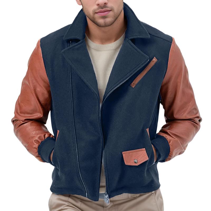 Men's Vintage Leather and Wool Jacket 81454187Y