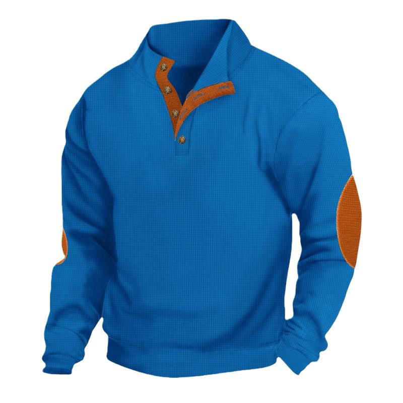 Felpa da uomo casual con colletto rialzato e motivo waffle 48501658X