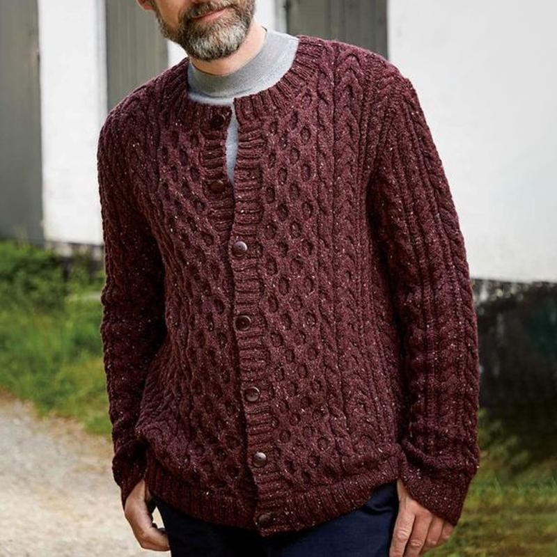 Cardigan monopetto in maglia con scollo rotondo da uomo 18392504Z
