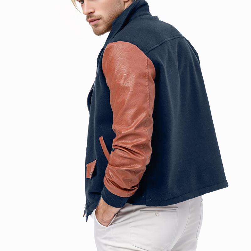 Men's Vintage Leather and Wool Jacket 81454187Y