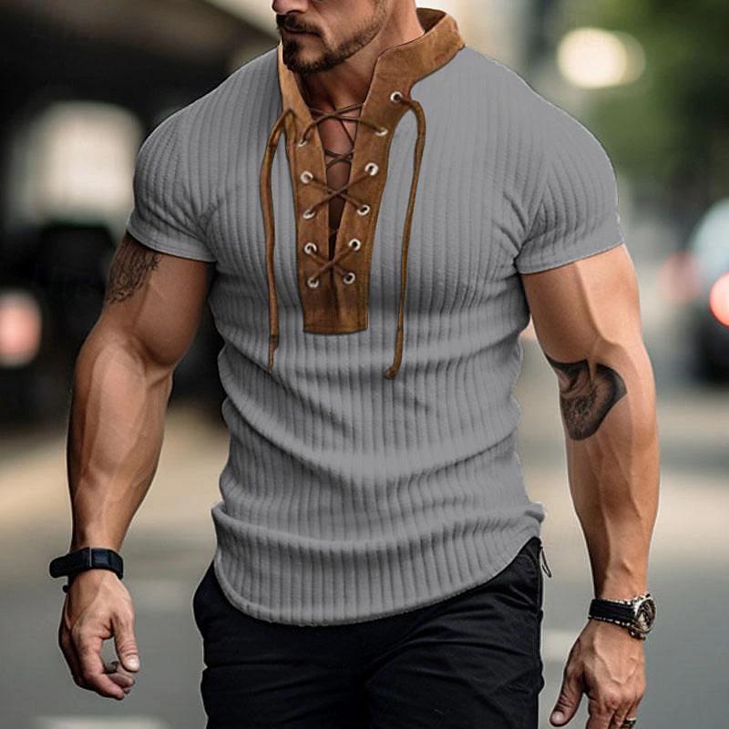 Sudadera de punto con cuello alto y cordones estilo vintage para hombre 70188157X