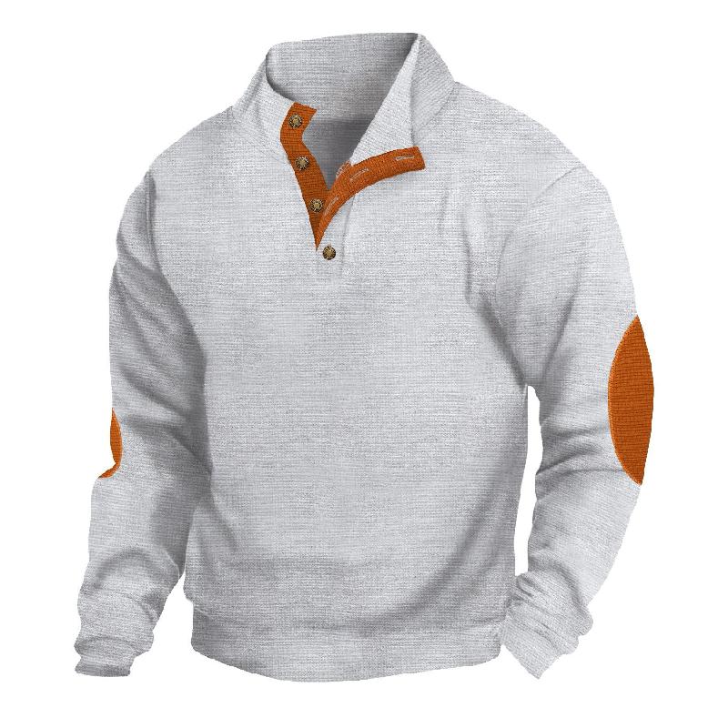 Felpa da uomo casual con colletto rialzato e motivo waffle 48501658X