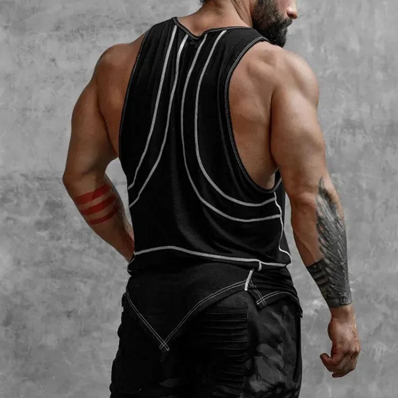 Men's Solid Irregular Hem Sleeveless Fitness Sports Tank Top 59534186Z