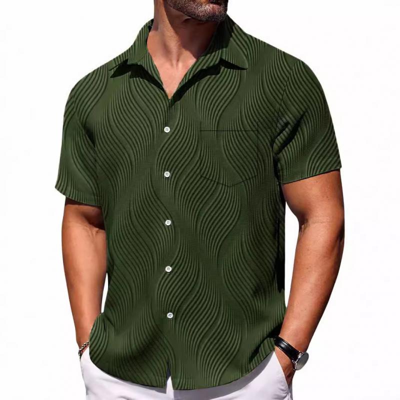Camisa casual casual de manga corta y botonadura sencilla con solapa lisa para hombre 72288474Z