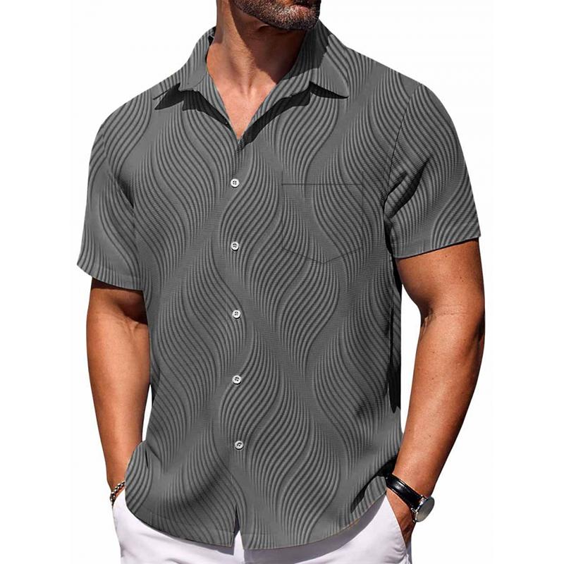 Camisa casual casual de manga corta y botonadura sencilla con solapa lisa para hombre 72288474Z