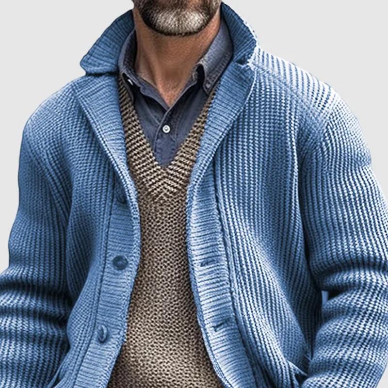 Ensfarget jakkeslag for menn, fritidsstrikket cardigan 85899995Z