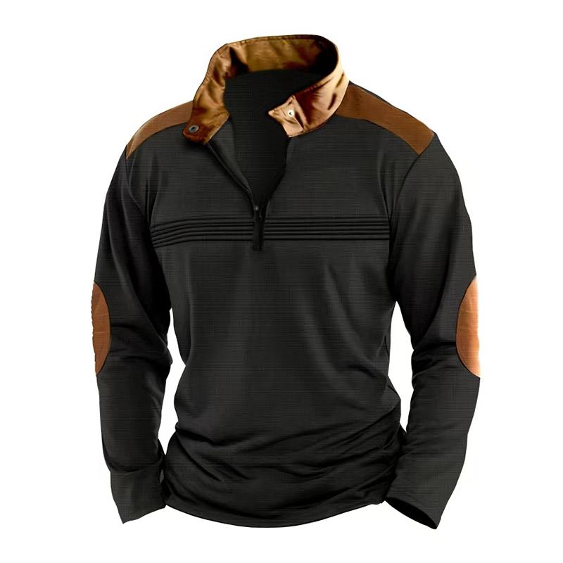 Felpa casual a maniche lunghe con colletto alla coreana e cerniera colorblock da uomo 32537015Z
