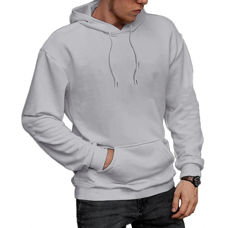 Felpa con cappuccio casual ampia e tascabile a maniche lunghe tinta unita da uomo 20969390Z