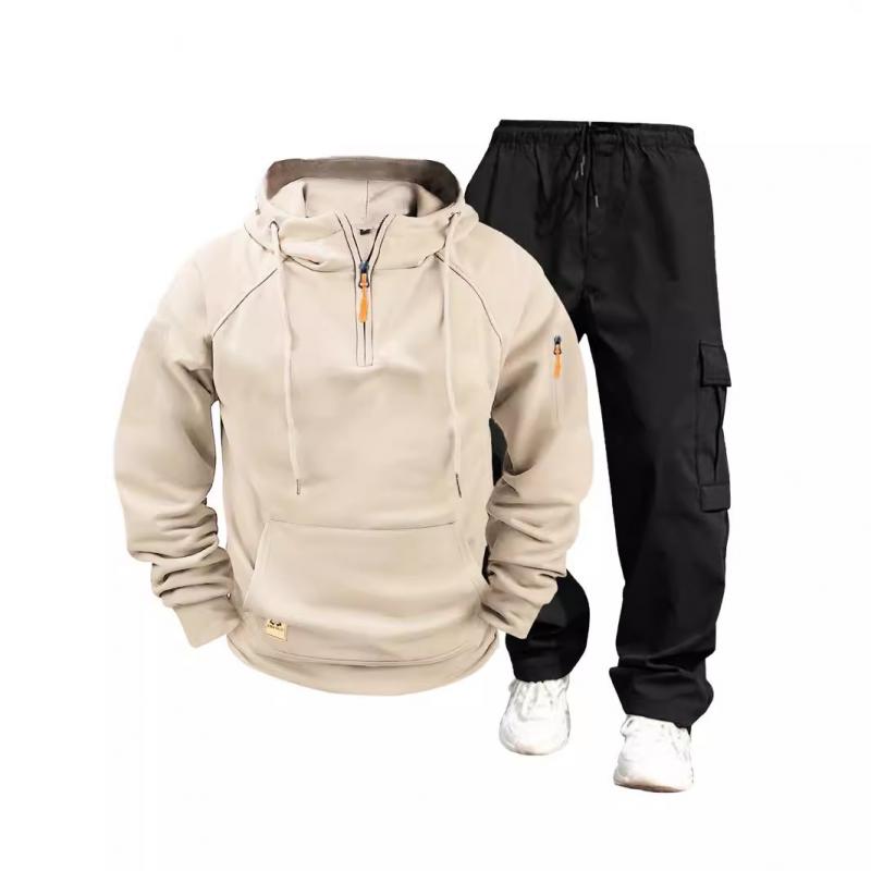 Felpa con cappuccio e pantaloni casual da uomo tinta unita 54142080Y