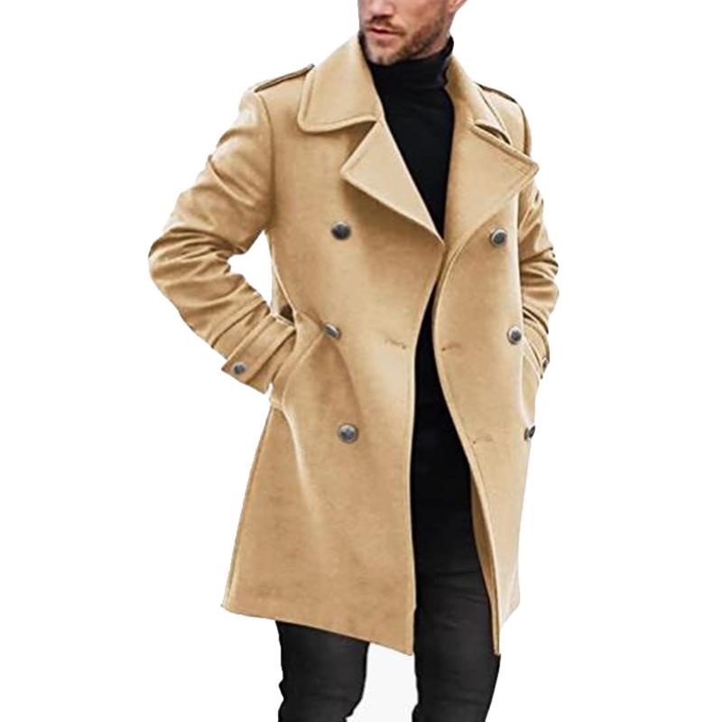 Lapel dobbelspent mellomlang kåpe for menn 66914470Z