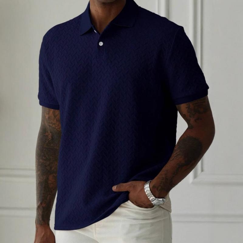 Herren-Poloshirt mit einfarbigem, strukturiertem Revers und kurzen Ärmeln 44983927Z