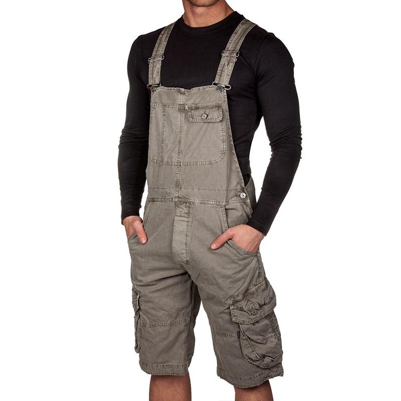 Herren Latzhose Cargo Shorts Freizeit Overalls 00360239Z