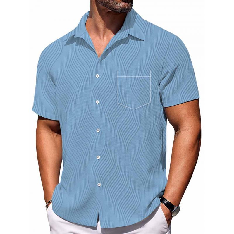 Camisa casual casual de manga corta y botonadura sencilla con solapa lisa para hombre 72288474Z