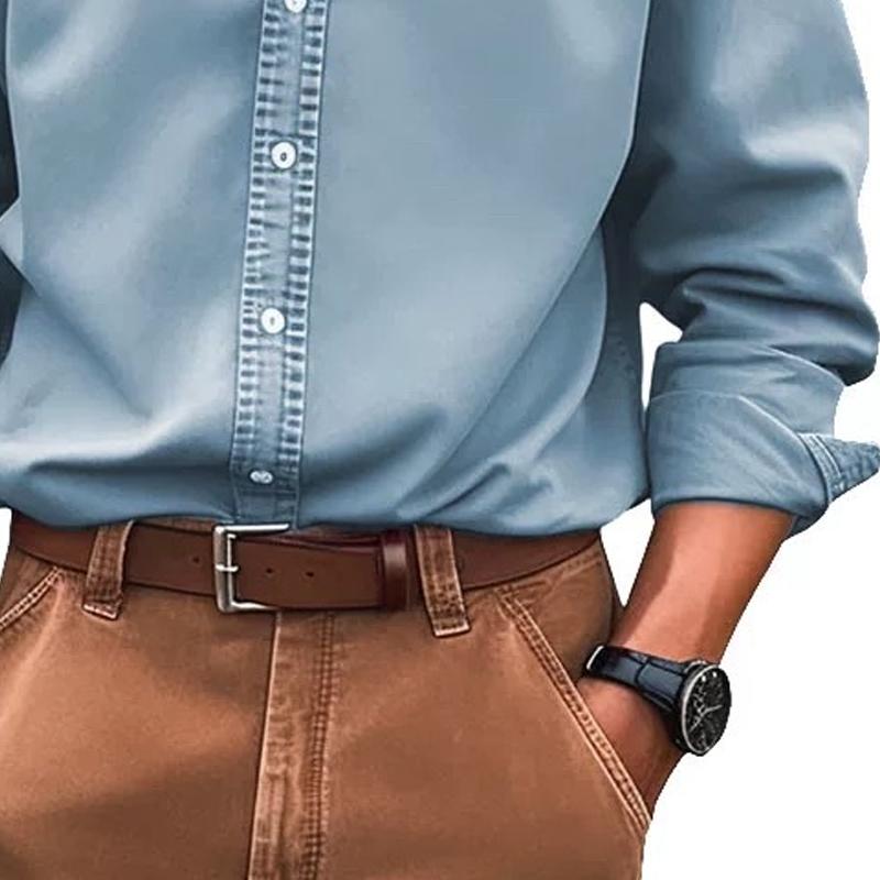 Camicia casual a maniche lunghe con risvolto largo da uomo 73513705Z