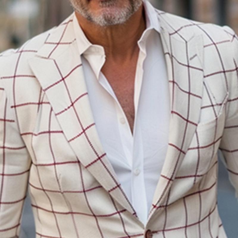 Retro Casual Blazer Pocket Print Lomme 96724361TO for menn