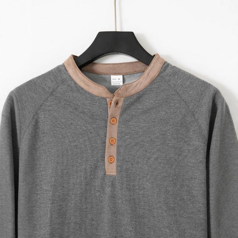 T-shirt casual da uomo a maniche lunghe con scollo rotondo e blocchi di colore, modello Raglan 92199653Y