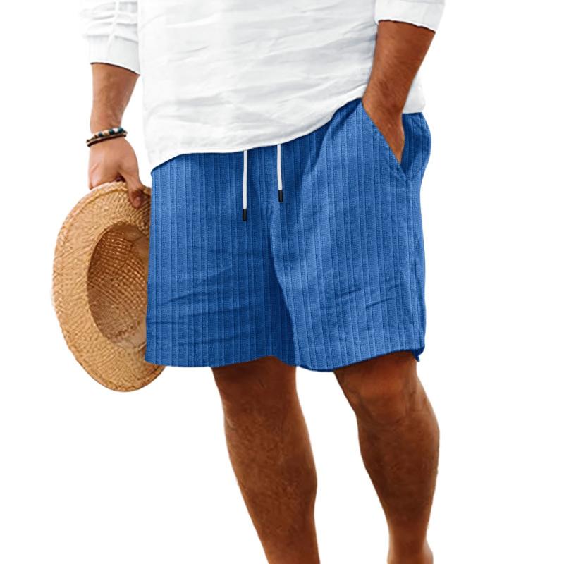 Menns bomullsblanding stripete strandshorts med snor 98769744Y