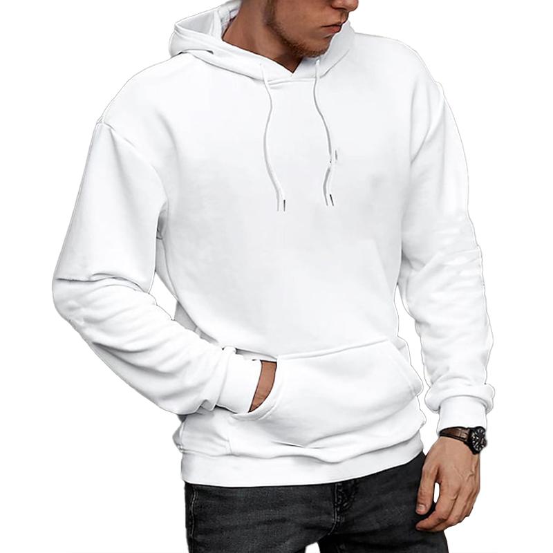 Felpa con cappuccio casual ampia e tascabile a maniche lunghe tinta unita da uomo 20969390Z
