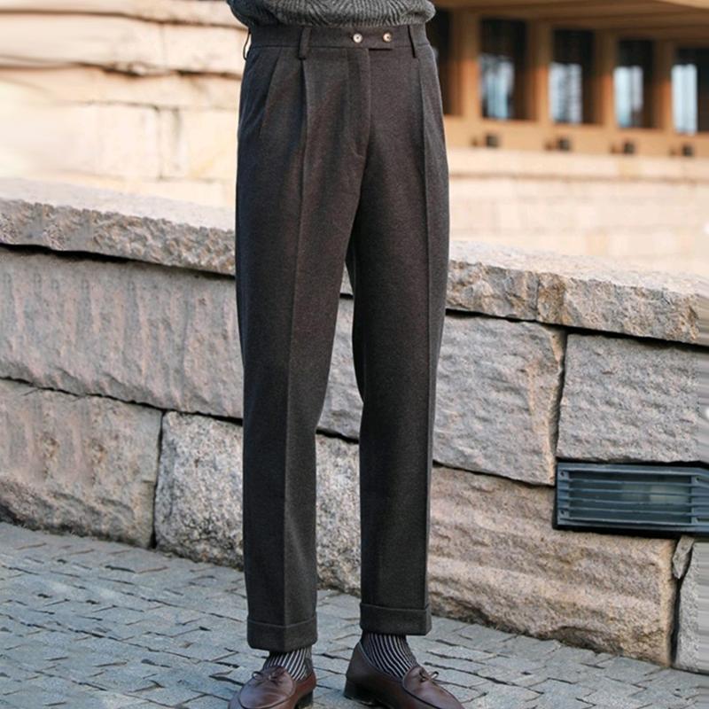 Pantalon en laine britannique pour homme, automne et hiver 25159105Z