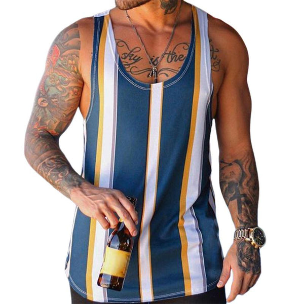 Men's Casual Striped Round Neck Tank Top 06730967TO