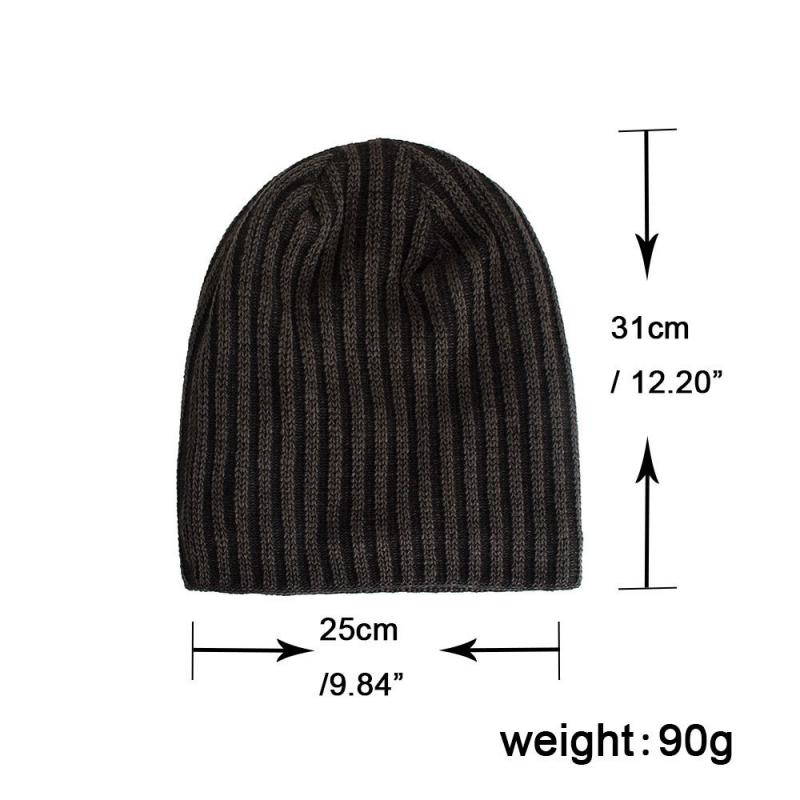Retro bicolore strisce verticali trecce fodera in flanella caldo cappello lavorato a maglia 91885808Y