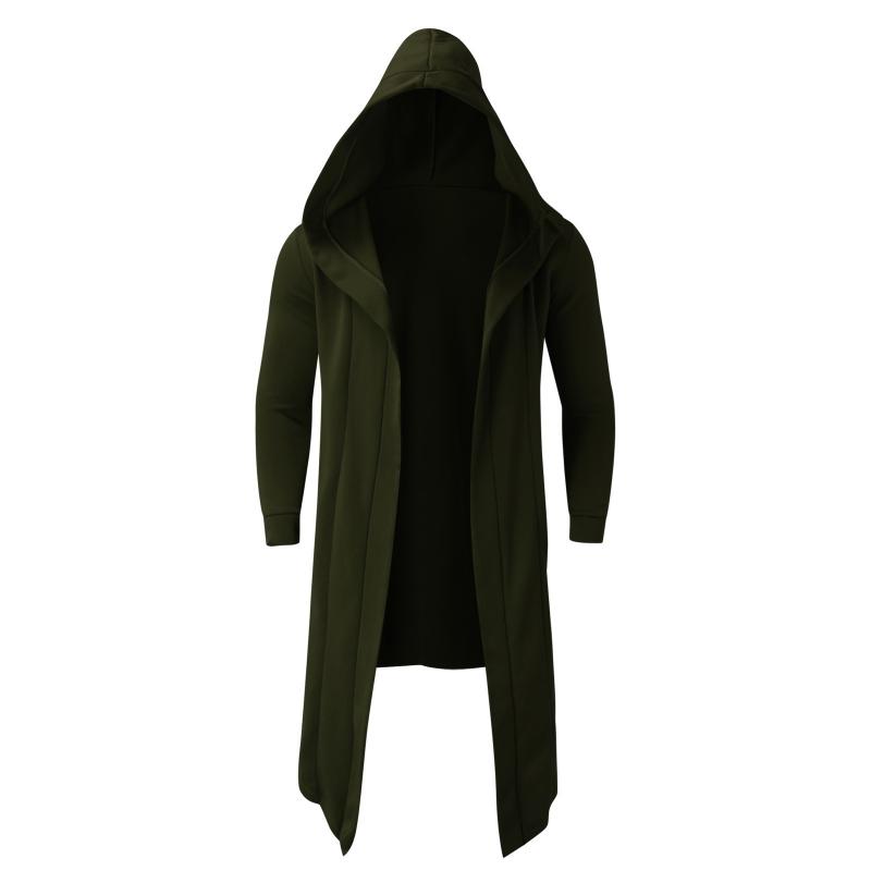 Per uomo Casual tinta unita Cardigan con cappuccio a maniche lunghe allentate di media lunghezza 08529757Z