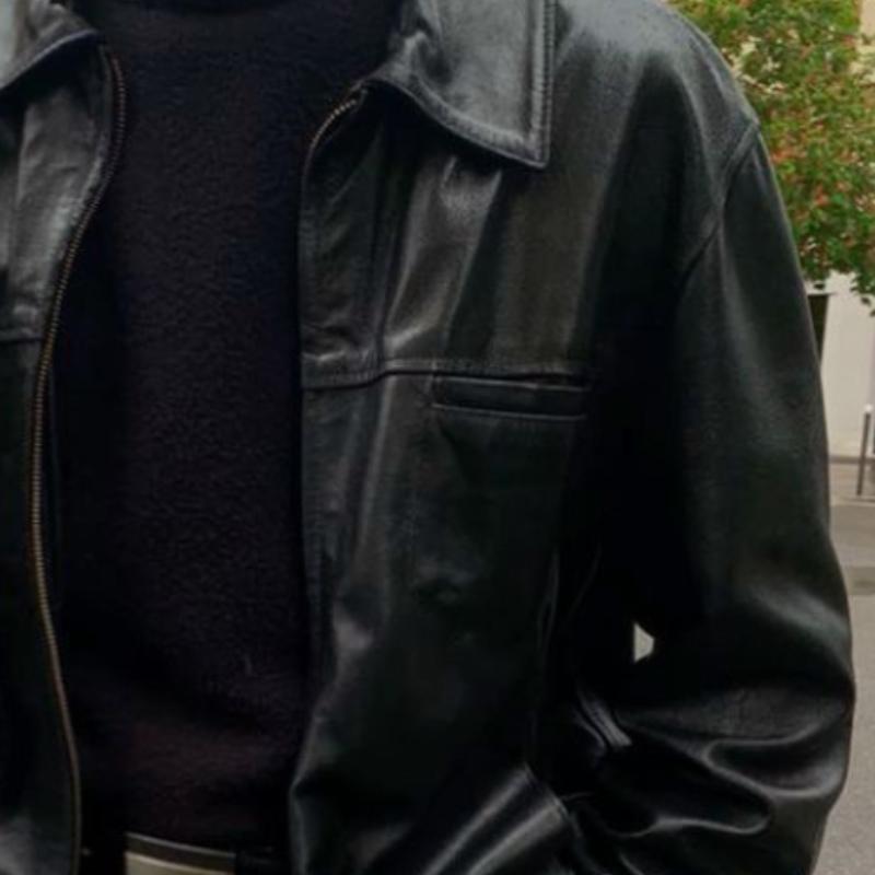 Retro Casual Ensfarget skinnjakke for menn 67714537TO