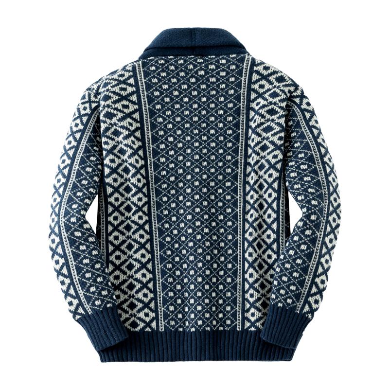 Vintage jacquard sjalkrage, enkelspent strikket cardigan for menn 28838853M