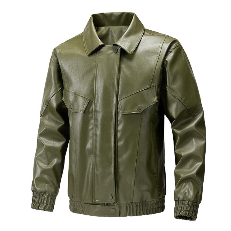 Giacca in pelle classica casual da uomo con risvolto 19775422F