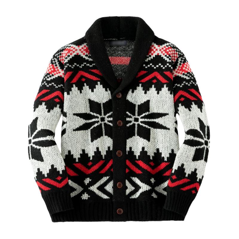 Vintage julejacquard-jakkeslag for menn, strikket cardigan 66875790M