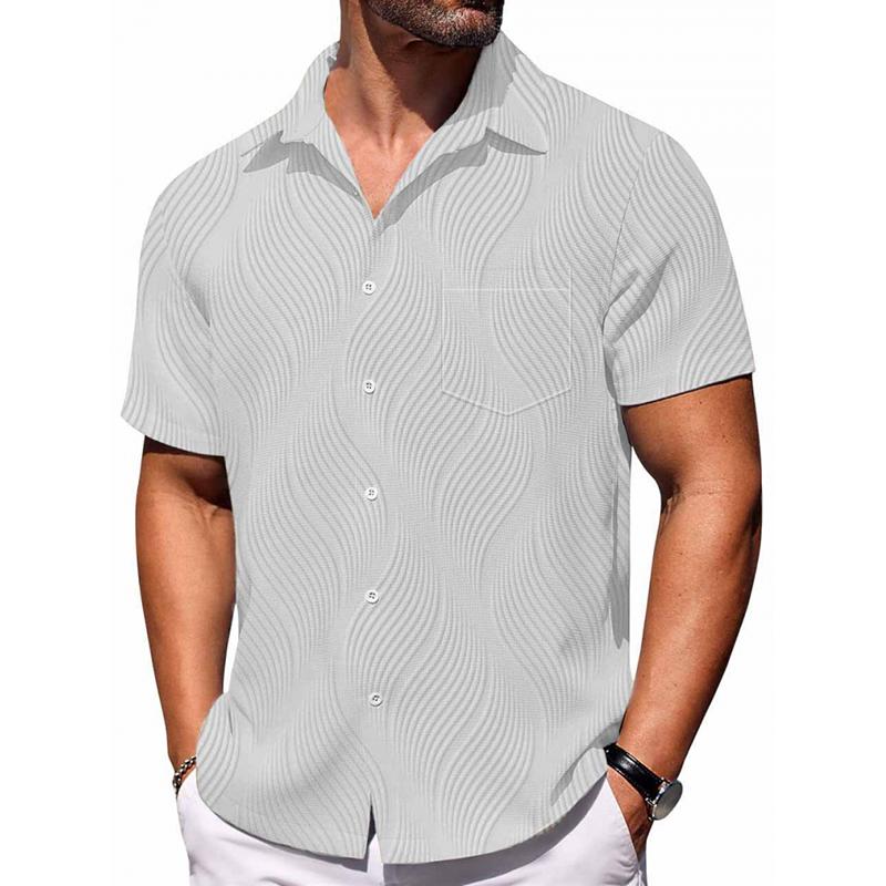 Camisa casual casual de manga corta y botonadura sencilla con solapa lisa para hombre 72288474Z