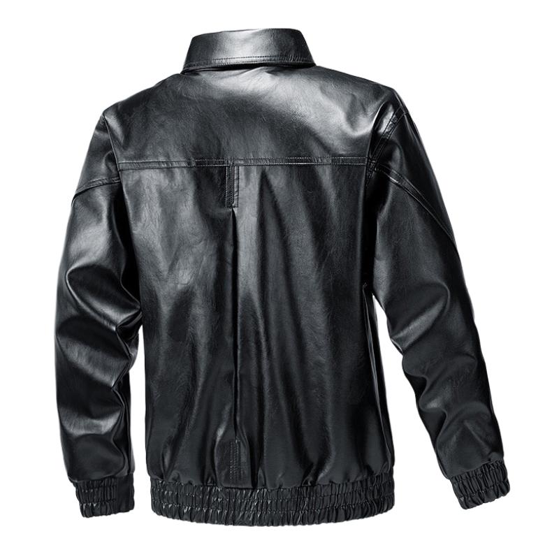 Chaqueta clásica informal de cuero con solapa para hombre 19775422F