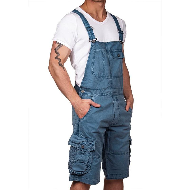 Herren Latzhose Cargo Shorts Freizeit Overalls 00360239Z