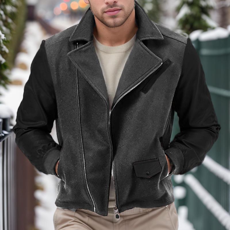 Men's Vintage Leather and Wool Jacket 81454187Y