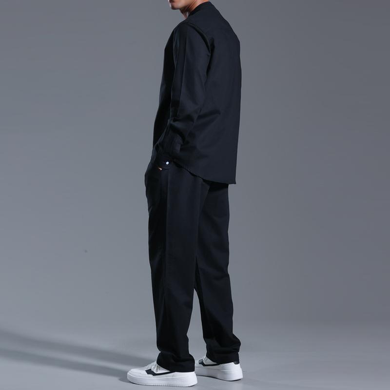 Hombre Cuello Henley Cuello Henley Manga Larga Pantalones Casual Set 18150687Z