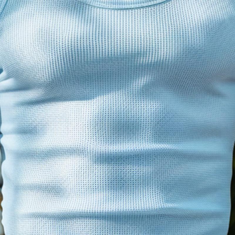 Camiseta sin mangas informal de corte entallado con cuello en U y diseño de gofres para hombre 44612694M