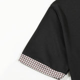 Men's Houndstooth Stitching Lapel Short Sleeve Polo Shirt 37610604Z