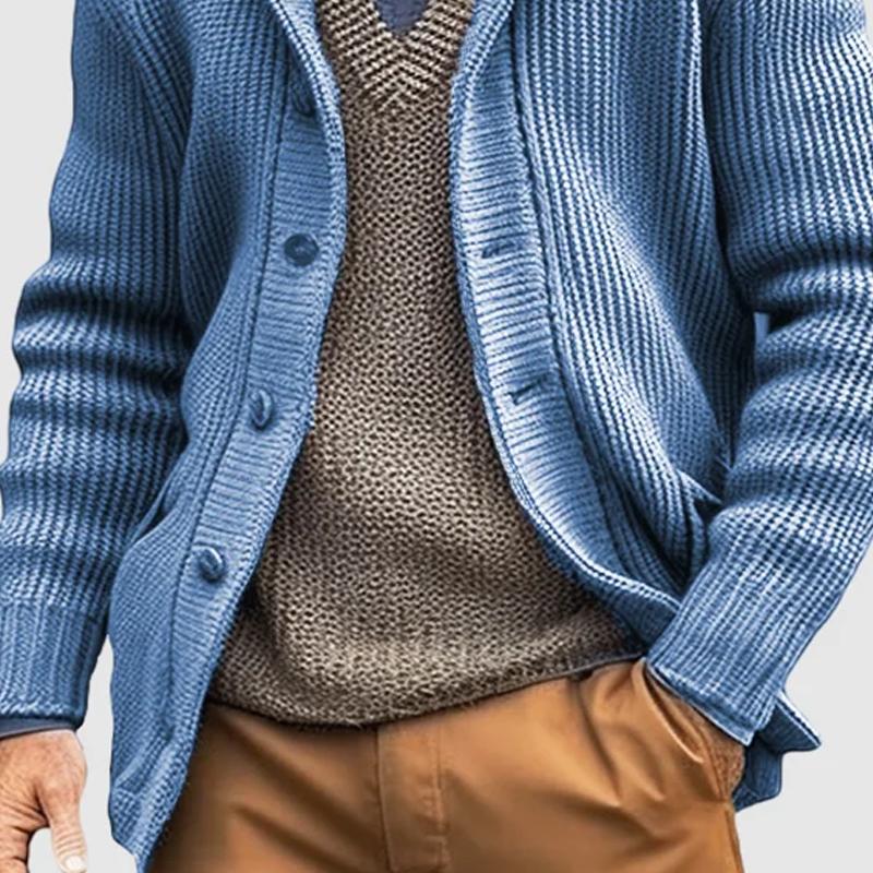 Ensfarget jakkeslag for menn, fritidsstrikket cardigan 85899995Z
