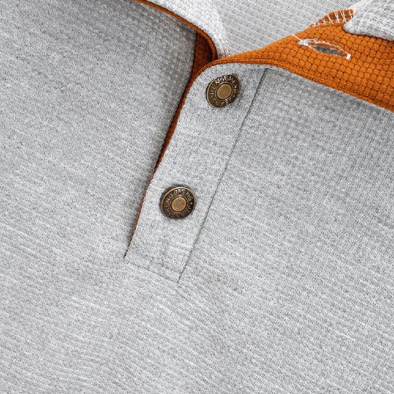 Felpa da uomo casual con colletto rialzato e motivo waffle 48501658X