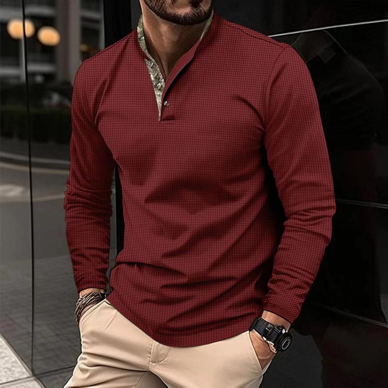 T-shirt a maniche lunghe color block a nido d'ape da uomo 01564892Y